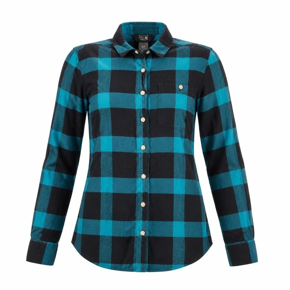 Mountain Hardwear Shirt Womens S Blue Plaid Pt Isabel Flannel Tunic Outdoor
